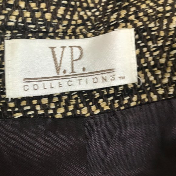 V.P. Collections Vintage Blazer Brown Multi Hand Woven Silk Tweed Size Medium - Picture 6 of 7